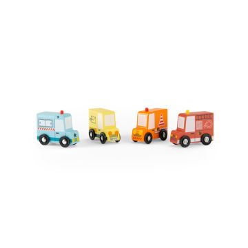 Set 4 Camion in Legno di Moulin Roty Set 4 Camion in Legno di Moulin Roty
