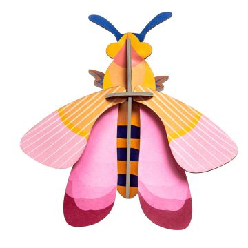 Insetto Carta Ape Rosa Studio Roof decorazione 3D cartone riciclato 11 pezzi assemblare parete 6 anni - Bindi Giochi
