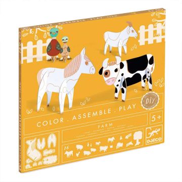 Colora e Costruisci Animali della Fattoria