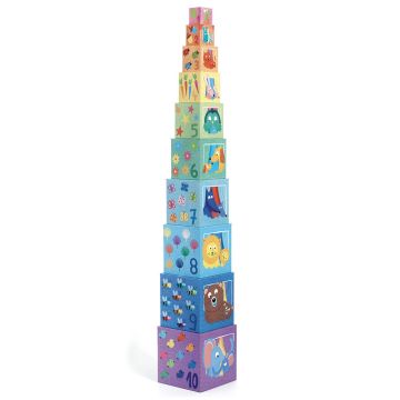 Cubi di Cartone Numeri e Animali Arcobaleno