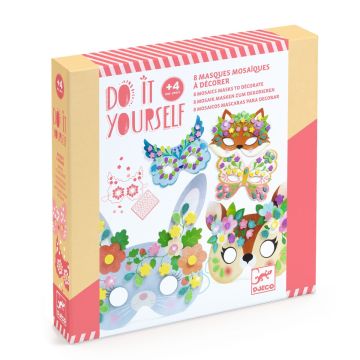 Kit 8 maschere fai da te Animali della Foresta Djeco mosaico glitter - Bindi Giochi