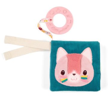 Libro in stoffa della Gattina Jeanne Lilliputiens con dentaruolo e gancio velcro - Bindi Giochi
