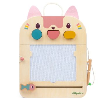 Lavagna Magica Legno Jeanne Lilliputiens 32,7cm 12 giochi schede forme magnetiche 18 mesi viaggi - Bindi Giochi