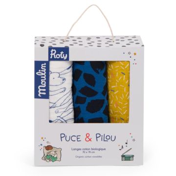 Set 3 Mussole Puce e Pilou di Moulin Roty Set 3 Mussole Puce e Pilou di Moulin Roty