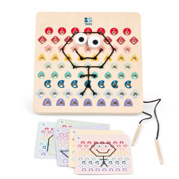 Plancia legno fori colorati numerati infila corde decifrare codici Thread Code BS Toys - Bindi Giochi