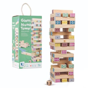 Gioco della torre instabile gigante con blocchi in legno numerati - Bindi Giochi