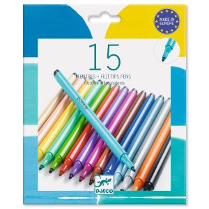 Set 15 pennarelli pastello Djeco punta fine colori delicati - Bindi Giochi