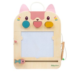 Lavagna Magica Legno Jeanne Lilliputiens 32,7cm 12 giochi schede forme magnetiche 18 mesi viaggi - Bindi Giochi