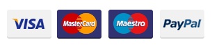 Visa, Mastercard, Maestro, PayPal